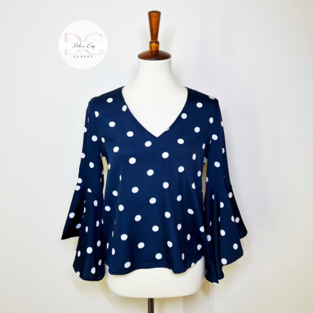 SFERA CASUAL Bell Sleeve Polka Dot Blouse Size M